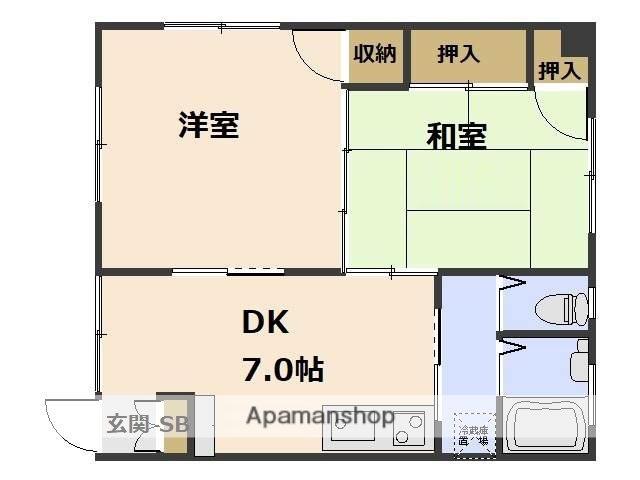 立山ビル(2DK/2階)の間取り写真