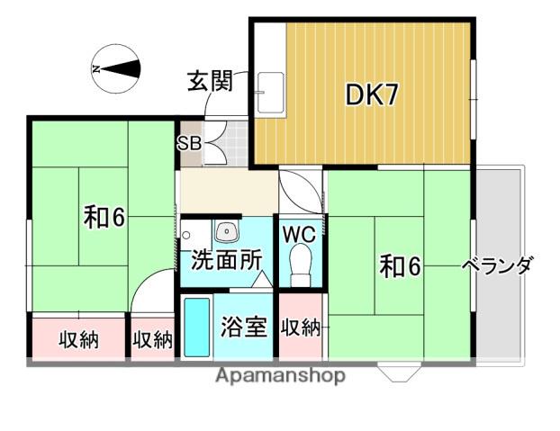メゾン東浄(2DK/2階)の間取り写真
