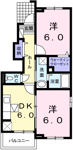 セントラル三田(2DK/1階)の間取り写真