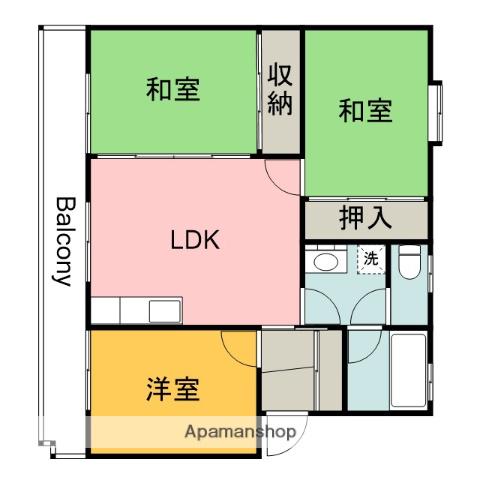 二反田ビル(3LDK/2階)の間取り写真