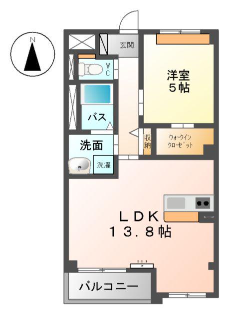 リヴァージュ竜王(1LDK/3階)の間取り写真