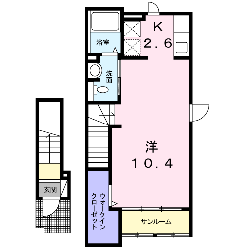 ブライト海岸(ワンルーム/2階)の間取り写真