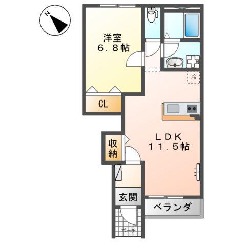 ココットⅡ(1LDK/1階)の間取り写真