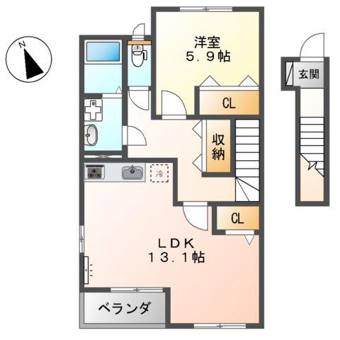 ピトレスク高陽(1LDK/2階)の間取り写真