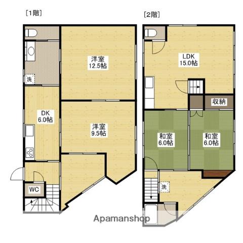 可部線 可部駅 徒歩13分 2階建 築61年(4LDK)の間取り写真
