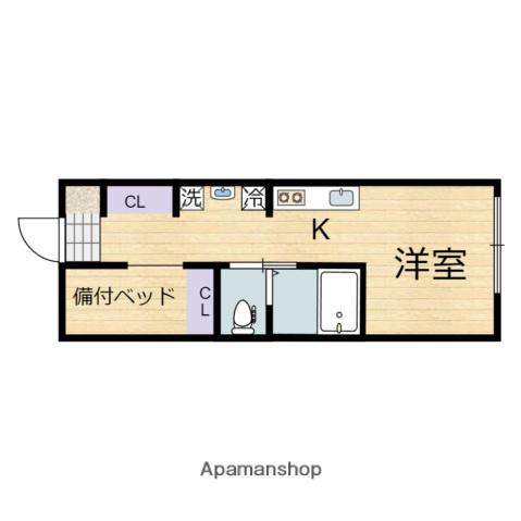 リバーノース中筋(ワンルーム/2階)の間取り写真