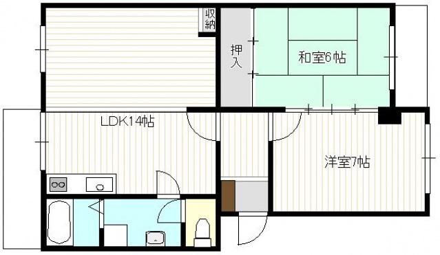 大塚西マンション(2LDK/4階)の間取り写真