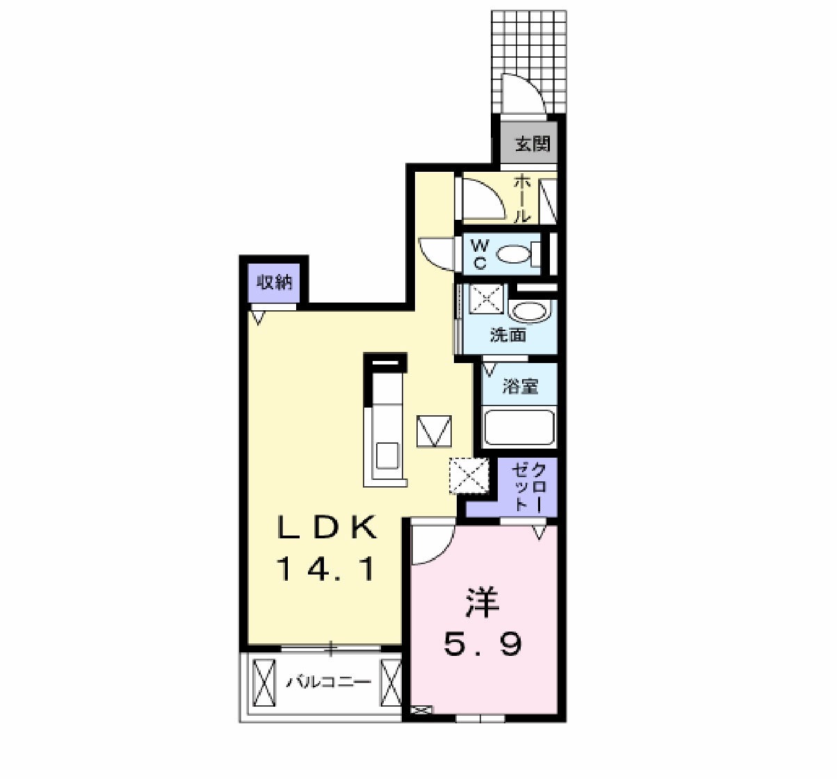 エスポワール(1LDK/1階)の間取り写真
