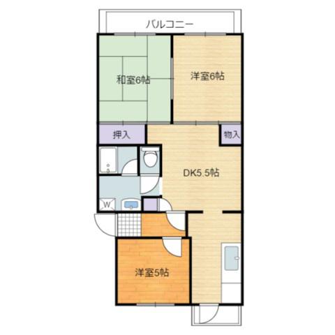 鈴が峰第5団地 3号棟(3K/4階)の間取り写真