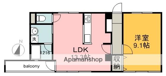 SANKEN東千田(1LDK/4階)の間取り写真