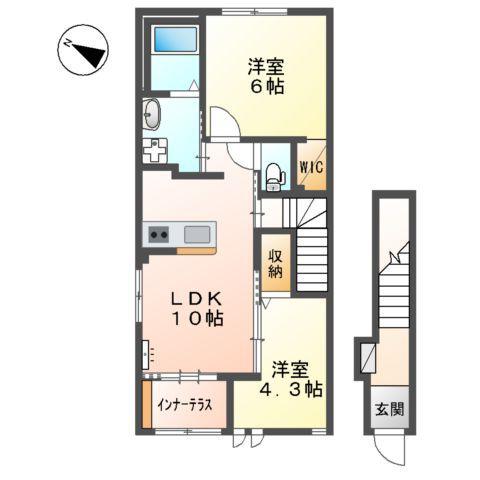SOLEIL.KAY(2LDK/2階)の間取り写真