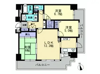 アーバンビュー並木弐番館(3LDK/2階)の間取り写真