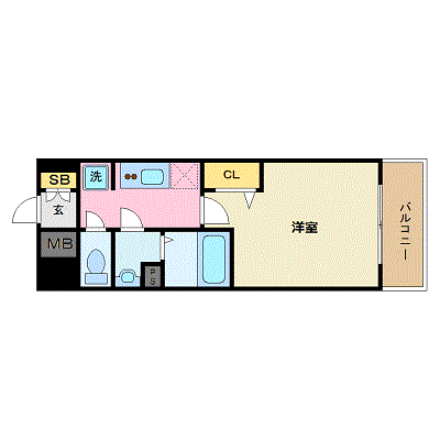 プレサンス広島中央(1K/3階)の間取り写真
