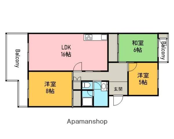 鈴が峰第47号棟(3LDK/3階)の間取り写真