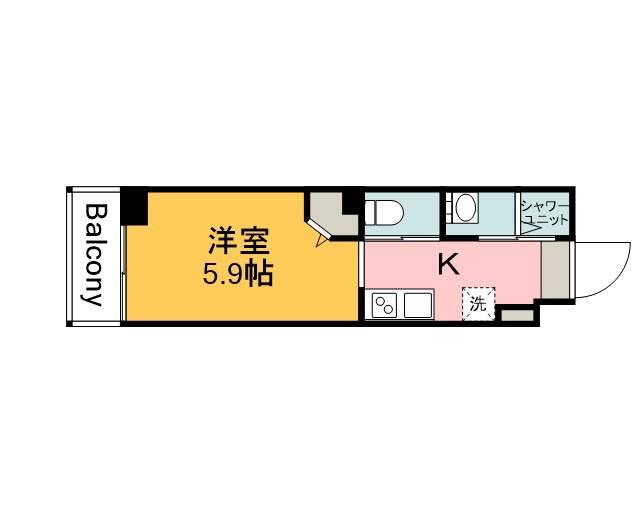 LE DOME府中(1K/3階)の間取り写真