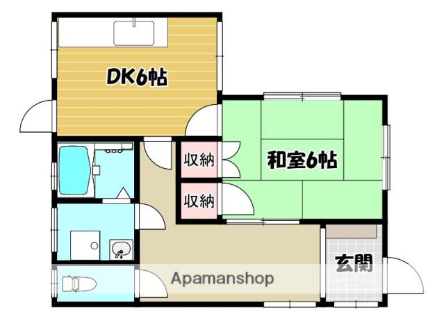 広島電鉄宮島線 古江駅 徒歩10分 2階建 築55年(1DK)の間取り写真