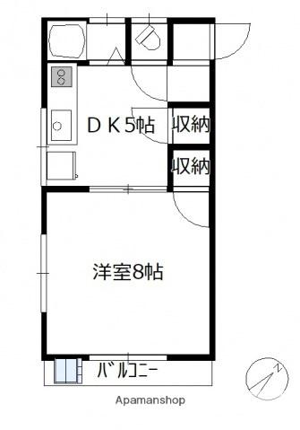 コーポ柳庵B棟(1DK/2階)の間取り写真