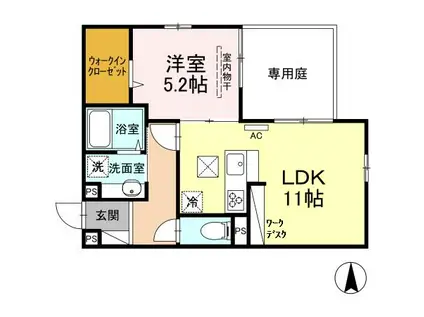 レスポワール・ド・牛田本町(1LDK/1階)の間取り写真