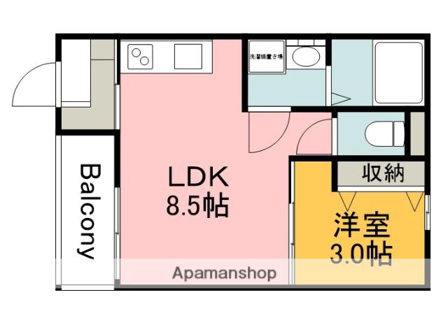 BAYSIA宇品(1LDK/3階)の間取り写真