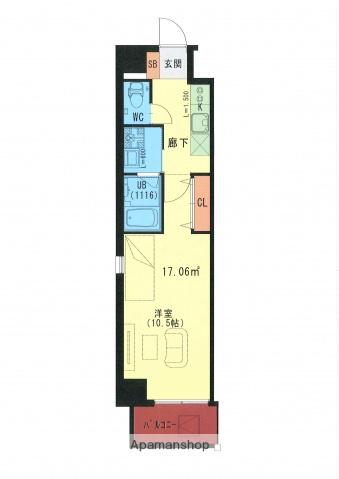 ルミエール府中町(1K/9階)の間取り写真