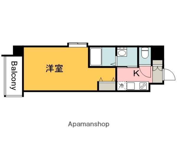 双葉ヒルズ海老園(1K/6階)の間取り写真