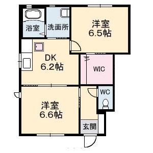 ウィングス緑井E棟(2DK/1階)の間取り写真