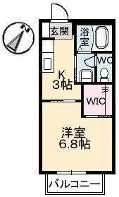 クレスト五月ヶ丘(1K/1階)の間取り写真