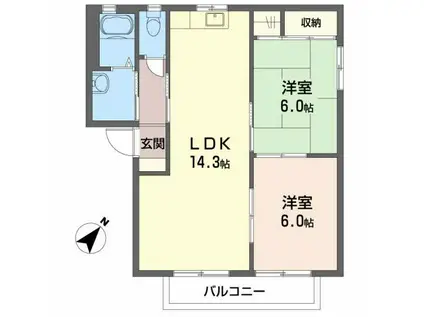 シャーメゾン相田B棟(3DK/2階)の間取り写真