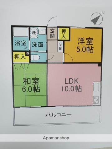 KSMビル(2LDK/3階)の間取り写真
