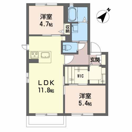 リーベンステージ Ⅱ(2LDK/2階)の間取り写真