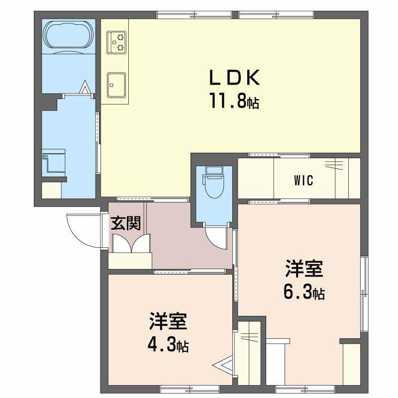 コーポ松浦C棟(2LDK/1階)の間取り写真