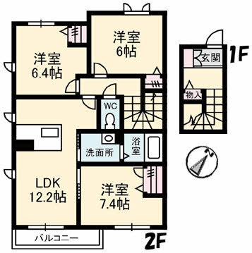 メゾン・ド・プルメリアⅠ(3LDK/2階)の間取り写真