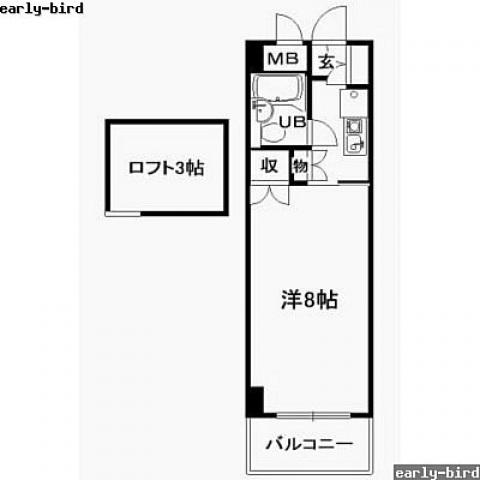 井口クインズコート(1K/3階)の間取り写真