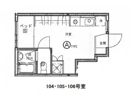 リヴィエール口田Ⅱ(ワンルーム/1階)の間取り写真