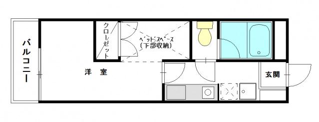 ルームサンコート(1K/1階)の間取り写真