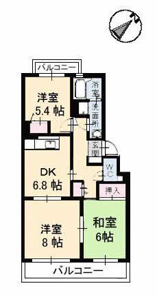クレアシオン児玉(3DK/3階)の間取り写真