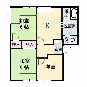 フレグランス佐々木D棟(3DK/1階)の間取り写真