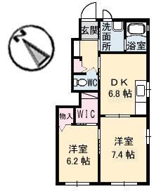 コートベアー(2DK/1階)の間取り写真