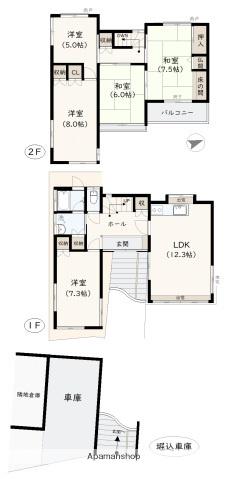 アストラムライン 牛田駅(広島) 徒歩26分 2階建 築48年(5LDK)の間取り写真