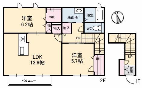 SOPHIA K.S(2LDK/2階)の間取り写真