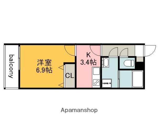 サニーガーデン草津東(1K/2階)の間取り写真