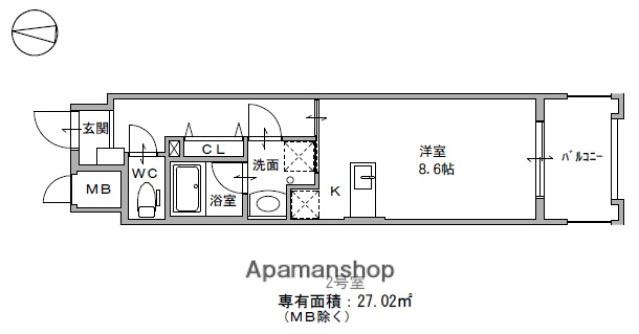 ミュゼ 海老山(ワンルーム/6階)の間取り写真