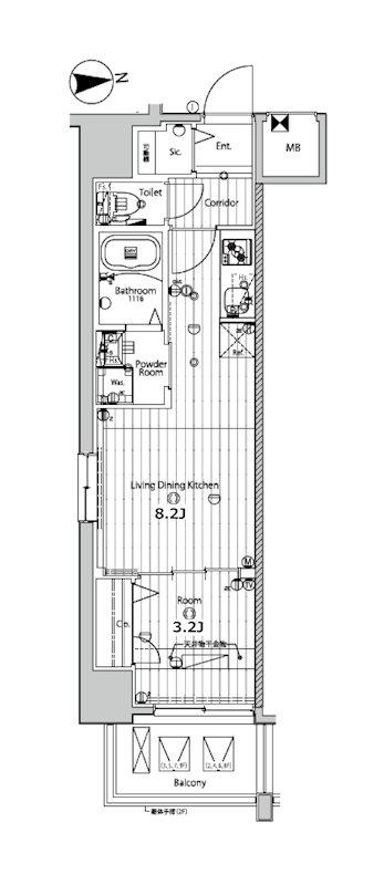 メイクス京橋川(1LDK/3階)の間取り写真