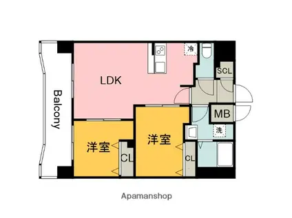 S-RESIDENCE国泰寺町一丁目(2LDK/18階)の間取り写真