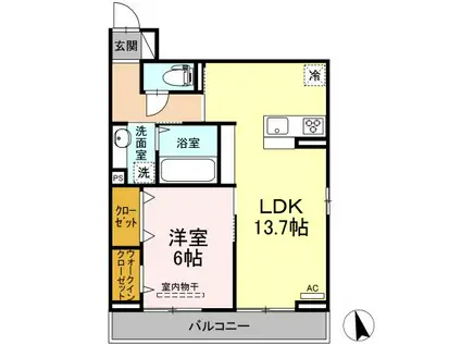 ドゥズィエム串戸(1LDK/3階)の間取り写真