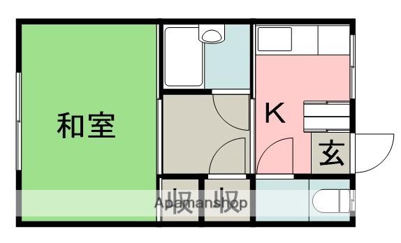 皆実町アパート(2K/1階)の間取り写真