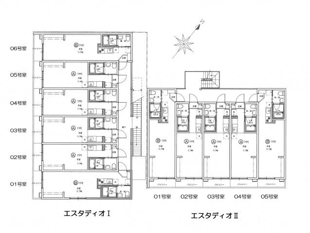 エスタディオⅠ(ワンルーム/2階)の間取り写真