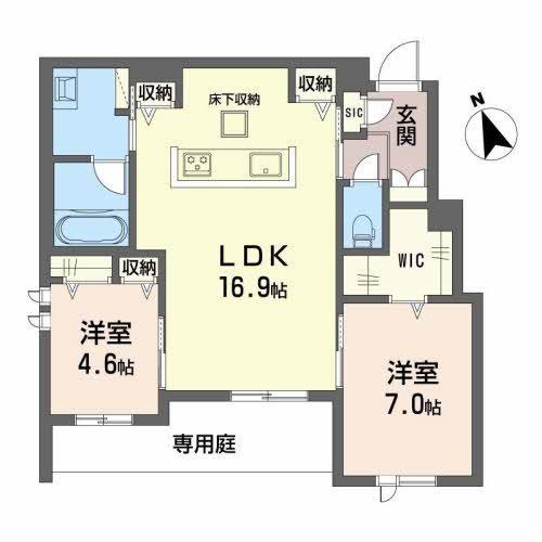 フィーノ(2LDK/1階)の間取り写真