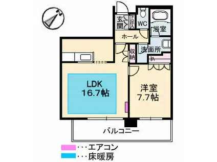 ザ・広島タワー(1LDK/4階)の間取り写真
