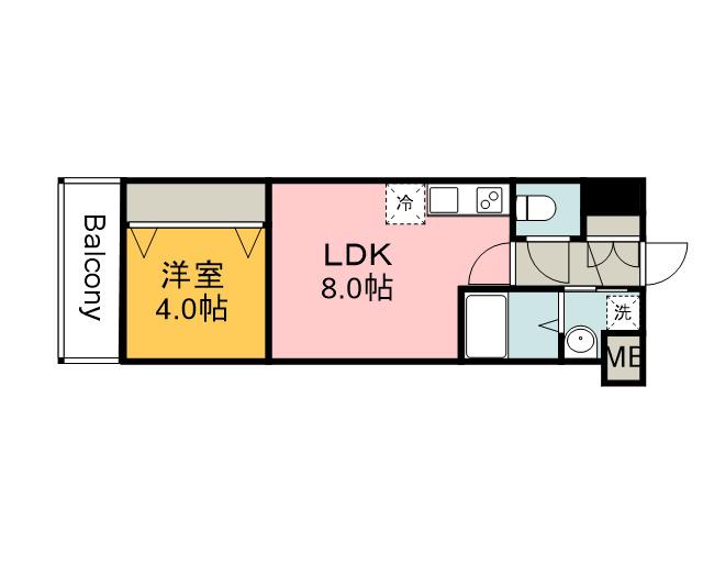 メイクス京橋川Ⅱ(1LDK/6階)の間取り写真